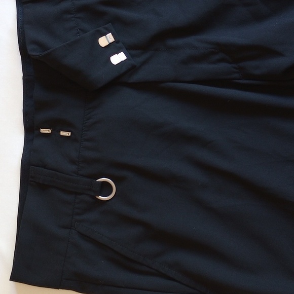 Energie Gold Sixty Straight Leg Slacks Pants 34 Black Silver D-Ring Trim - Picture 4 of 10